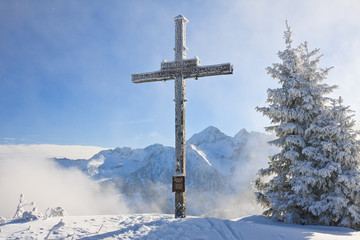 Worship the cross on the mountain. Schladming. Austria