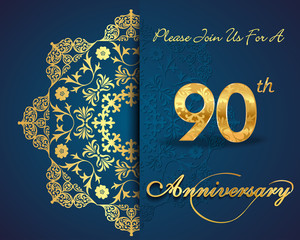 90 year anniversary celebration sparkling card