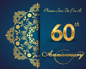 60 year anniversary golden label, 60th anniversary card