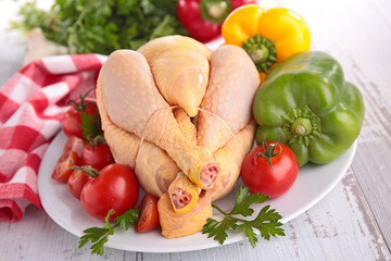 raw chicken and ingredients