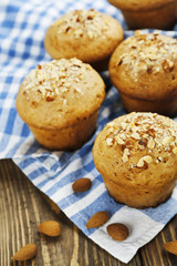 Homemade muffins with almonds