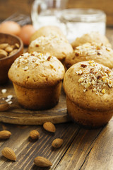 Homemade muffins with almonds