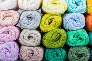 colorful yarn isolated on white background 