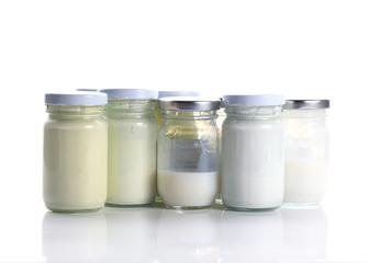 bottle glass of color on white background