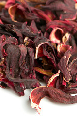 dried Hibiscus tea isolated on white