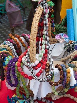 necklace made of various colorful fabrics