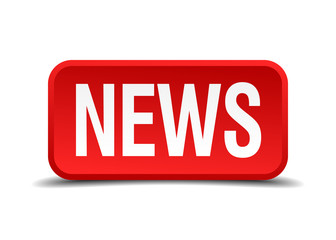 News red 3d square button isolated on white