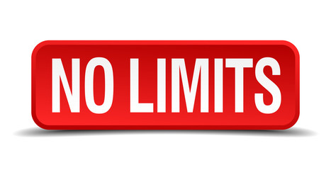No limits red 3d square button isolated on white