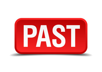Past red 3d square button isolated on white
