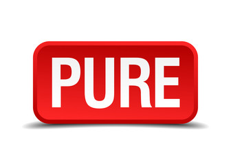 Pure red 3d square button isolated on white