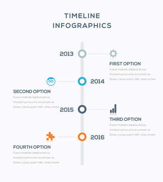 Timeline infographics for data visualization vector illustration