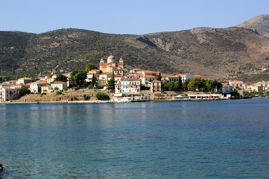galaxidi town next to the Mediterranean sea in greece