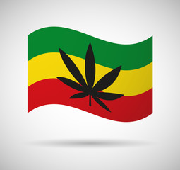 Rasta flag with a hemp leaf