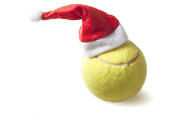 Tennis ball with santa hat - 71308731