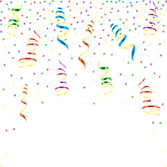 Multicolor curling ribbons with stellar confetti