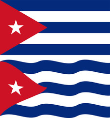 Flat and waving Cuban Flag. Vector