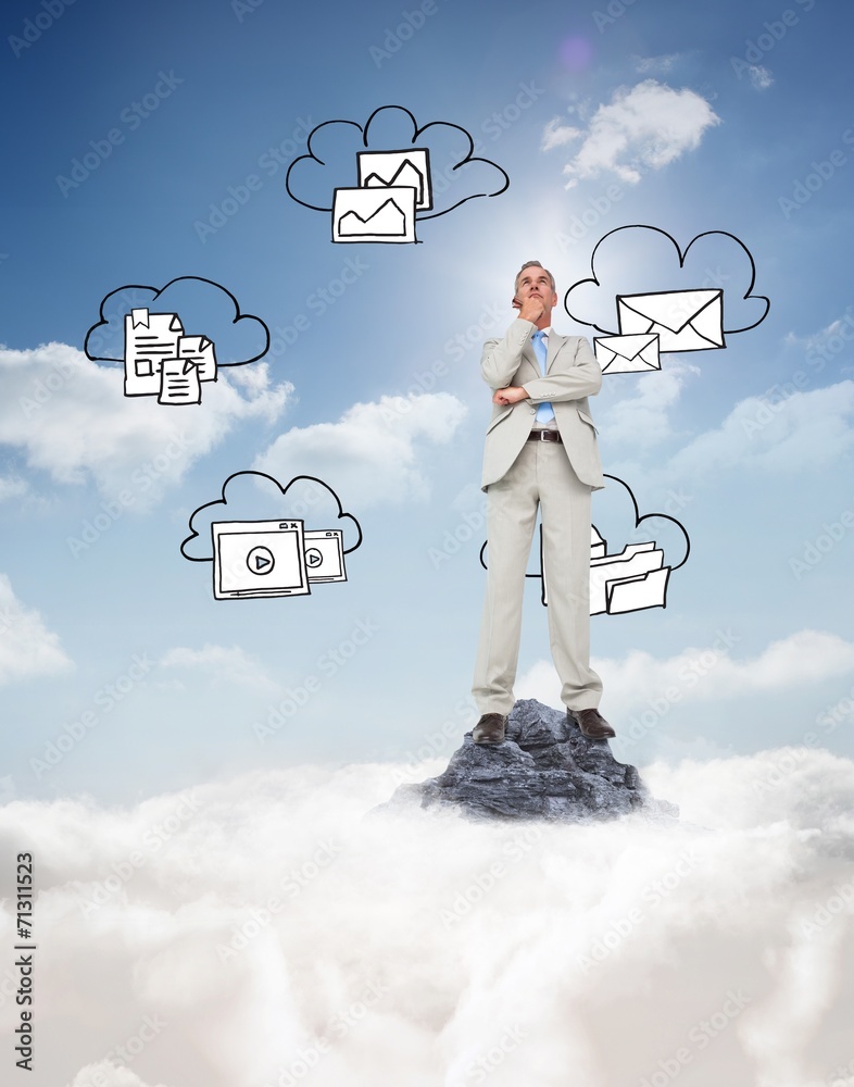 Poster composite image of thinking businessman