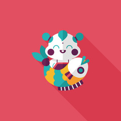 Chinese New Year flat icon with long shadow,eps10 Chinese Mascot