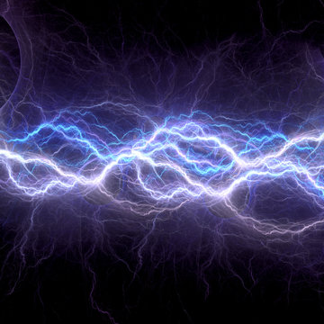 Blue electric lightning - abstract electrical background