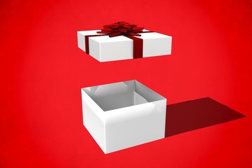 Composite image of white and red gift box