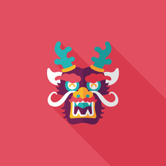 Chinese New Year flat icon with long shadow,eps10,The dragon and