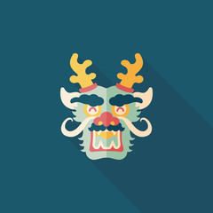 Chinese New Year flat icon with long shadow,eps10,The dragon and