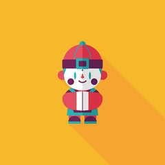 Chinese New Year boy flat icon with long shadow,eps10