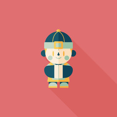 Chinese New Year boy flat icon with long shadow,eps10