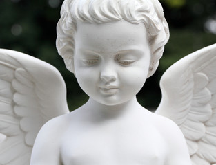 detail of beautiful cemetery angel statue