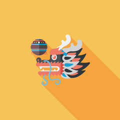 Chinese New Year flat icon with long shadow,eps10,The dragon and