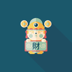Chinese New Year flat icon with long shadow,eps10, God of wealth