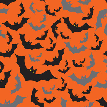 bat seamless dark and orange autumn halloween pattern eps10