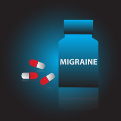 migraine drugs blue box and red pills eps10