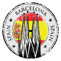 Fototapeta premium Grunge rubber stamp of Barcelona, Spain, vector