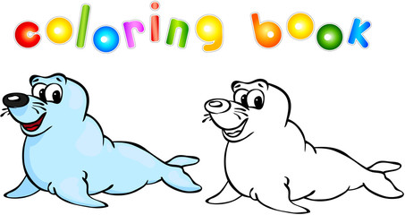 Funny cartoon fur seal coloring book