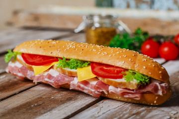 sandwich with bacon and cheese chicken