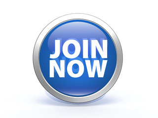 Join now circular icon on white background