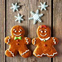 Christmas homemade gingerbread couple cookies