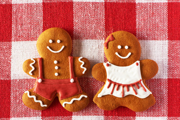 Christmas homemade gingerbread couple cookies