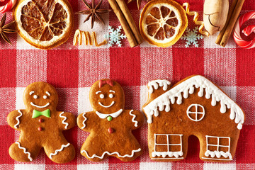 Christmas gingerbread couple and house cookies