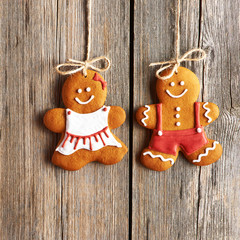 Christmas homemade gingerbread couple cookies