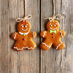 Christmas homemade gingerbread couple cookies