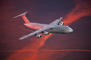 Militärisches Grossraum Transportflugzeug im Flug