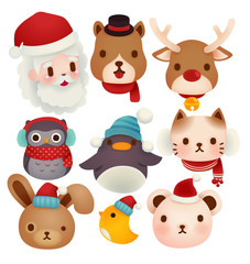 Set of adorable christmas icons