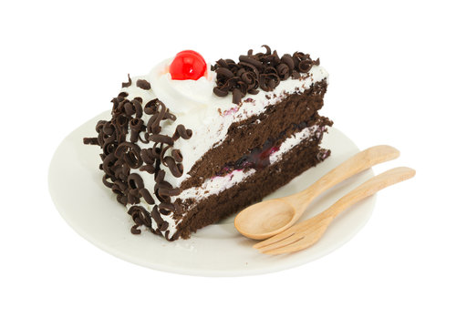 blackforest cake on white background