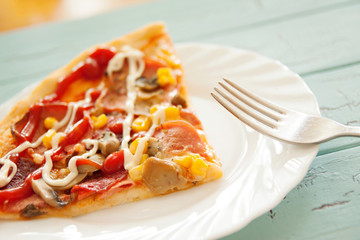 pizza cut italian food baked and served