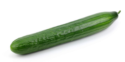 Fresh long cucumber over a white background