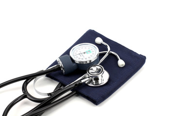 Medical sphygmomanometer on a white background