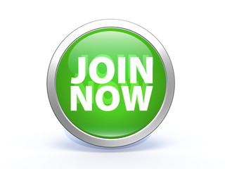 Join now circular icon on white background