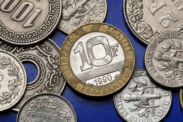 Naklejka premium Coins of France